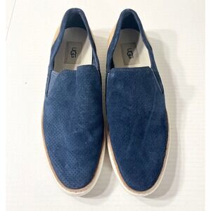 UGG Adley Slip On Sneakers Womens 11 Navy Blue Suede Leather Heel 1018375